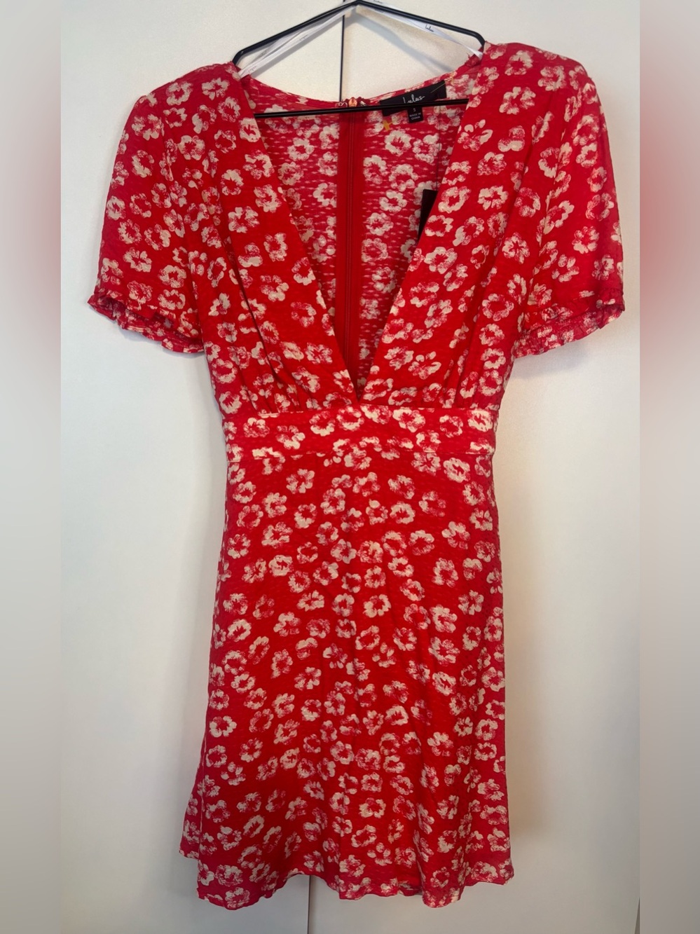 Lulu's Red Floral Mini Dress with White Print